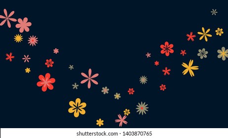 Feminine Floral Pattern with Simple Small Flowers for Greeting Card or Poster. Naive Daisy Flowers in Primitive Style. Vector Background for Spring or Summer Design.
