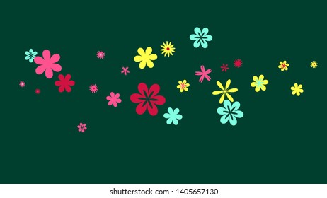 Feminine Floral Pattern with Simple Small Flowers for Greeting Card or Poster. Naive Daisy Flowers in Primitive Style. Vector Background for Spring or Summer Design.
