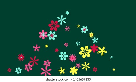 Feminine Floral Pattern with Simple Small Flowers for Greeting Card or Poster. Naive Daisy Flowers in Primitive Style. Vector Background for Spring or Summer Design.
