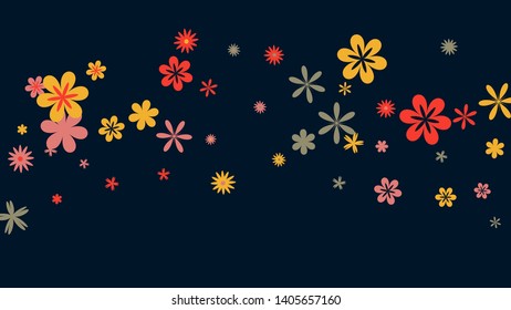 Feminine Floral Pattern with Simple Small Flowers for Greeting Card or Poster. Naive Daisy Flowers in Primitive Style. Vector Background for Spring or Summer Design.
