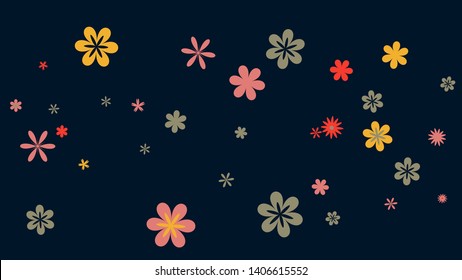 Feminine Floral Pattern with Simple Small Flowers for Greeting Card or Poster. Naive Daisy Flowers in Primitive Style. Vector Background for Spring or Summer Design.
