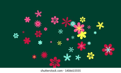 Feminine Floral Pattern with Simple Small Flowers for Greeting Card or Poster. Naive Daisy Flowers in Primitive Style. Vector Background for Spring or Summer Design.
