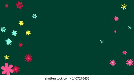 Feminine Floral Pattern with Simple Small Flowers for Greeting Card or Poster. Naive Daisy Flowers in Primitive Style. Vector Background for Spring or Summer Design.
