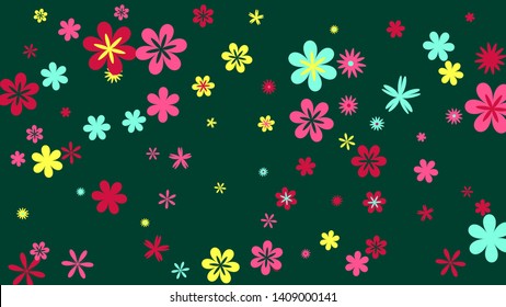 Feminine Floral Pattern with Simple Small Flowers for Greeting Card or Poster. Naive Daisy Flowers in Primitive Style. Vector Background for Spring or Summer Design.
