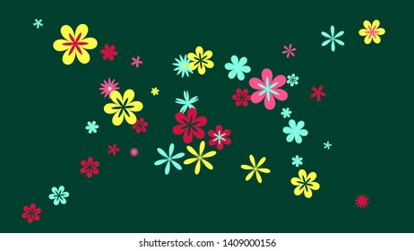 Feminine Floral Pattern with Simple Small Flowers for Greeting Card or Poster. Naive Daisy Flowers in Primitive Style. Vector Background for Spring or Summer Design.
