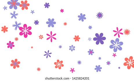 Feminine Floral Pattern with Simple Small Flowers for Greeting Card or Poster. Naive Daisy Flowers in Primitive Style. Vector Background for Spring or Summer Design.
