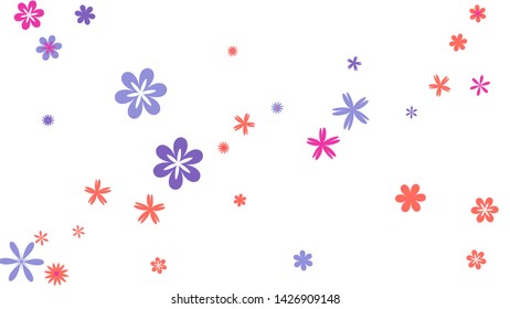 Feminine Floral Pattern with Simple Small Flowers for Greeting Card or Poster. Naive Daisy Flowers in Primitive Style. Vector Background for Spring or Summer Design.
