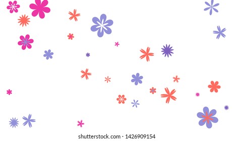 Feminine Floral Pattern with Simple Small Flowers for Greeting Card or Poster. Naive Daisy Flowers in Primitive Style. Vector Background for Spring or Summer Design.
