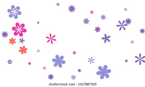 Feminine Floral Pattern with Simple Small Flowers for Greeting Card or Poster. Naive Daisy Flowers in Primitive Style. Vector Background for Spring or Summer Design.
