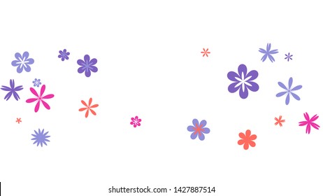 Feminine Floral Pattern with Simple Small Flowers for Greeting Card or Poster. Naive Daisy Flowers in Primitive Style. Vector Background for Spring or Summer Design.
