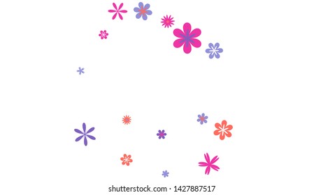 Feminine Floral Pattern with Simple Small Flowers for Greeting Card or Poster. Naive Daisy Flowers in Primitive Style. Vector Background for Spring or Summer Design.
