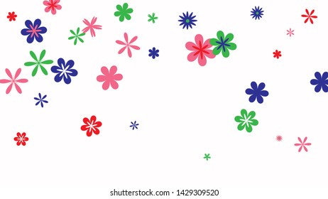 Feminine Floral Pattern with Simple Small Flowers for Greeting Card or Poster. Naive Daisy Flowers in Primitive Style. Vector Background for Spring or Summer Design.
