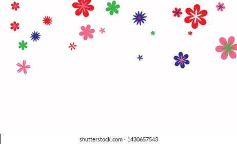 Feminine Floral Pattern with Simple Small Flowers for Greeting Card or Poster. Naive Daisy Flowers in Primitive Style. Vector Background for Spring or Summer Design.
