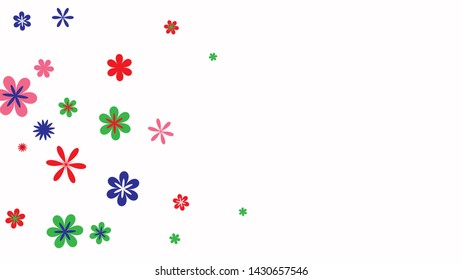 Feminine Floral Pattern with Simple Small Flowers for Greeting Card or Poster. Naive Daisy Flowers in Primitive Style. Vector Background for Spring or Summer Design.
