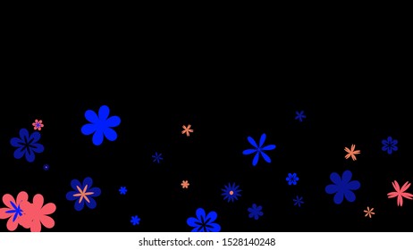 Feminine Floral Pattern with Simple Small Flowers for Greeting Card or Poster. Naive Daisy Flowers in Primitive Style. Vector Background for Spring or Summer Design.
