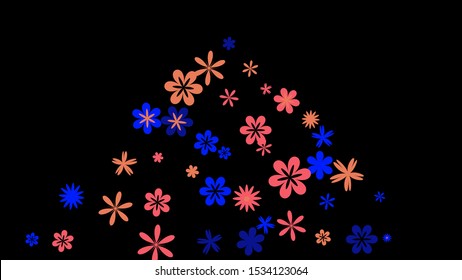 Feminine Floral Pattern with Simple Small Flowers for Greeting Card or Poster. Naive Daisy Flowers in Primitive Style. Vector Background for Spring or Summer Design.
