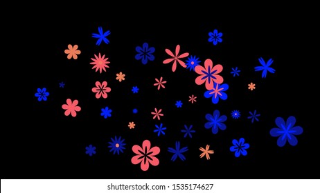 Feminine Floral Pattern with Simple Small Flowers for Greeting Card or Poster. Naive Daisy Flowers in Primitive Style. Vector Background for Spring or Summer Design.
