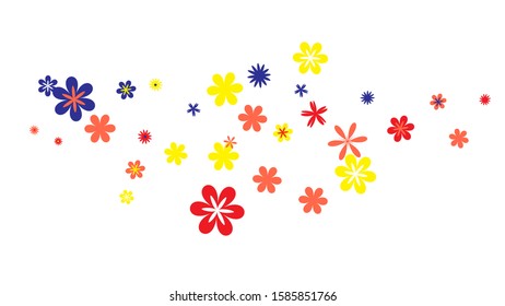 Feminine Floral Pattern with Simple Small Flowers for Greeting Card or Poster. Naive Daisy Flowers in Primitive Style. Vector Background for Spring or Summer Design.
