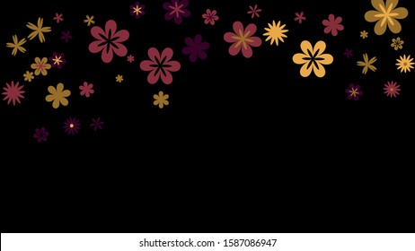 Feminine Floral Pattern with Simple Small Flowers for Greeting Card or Poster. Naive Daisy Flowers in Primitive Style. Vector Background for Spring or Summer Design.
