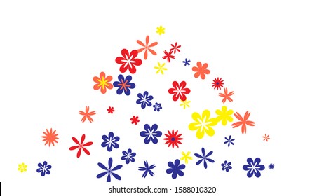 Feminine Floral Pattern with Simple Small Flowers for Greeting Card or Poster. Naive Daisy Flowers in Primitive Style. Vector Background for Spring or Summer Design.
