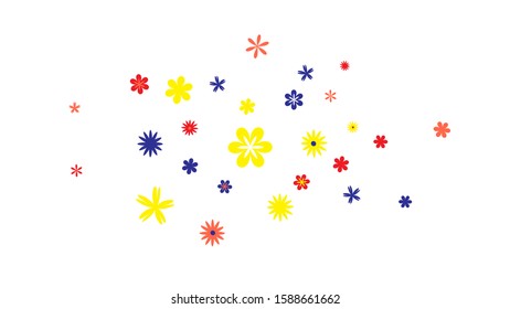 Feminine Floral Pattern with Simple Small Flowers for Greeting Card or Poster. Naive Daisy Flowers in Primitive Style. Vector Background for Spring or Summer Design.
