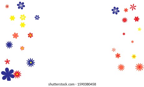 Feminine Floral Pattern with Simple Small Flowers for Greeting Card or Poster. Naive Daisy Flowers in Primitive Style. Vector Background for Spring or Summer Design.
