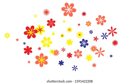 Feminine Floral Pattern with Simple Small Flowers for Greeting Card or Poster. Naive Daisy Flowers in Primitive Style. Vector Background for Spring or Summer Design.
