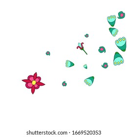 Feminine Floral Pattern with Simple Small Flowers for Greeting Card or Poster. Naive Daisy Flowers in Primitive Style. Vector Background for Spring or Summer Design.
