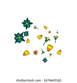 Feminine Floral Pattern with Simple Small Flowers for Greeting Card or Poster. Naive Daisy Flowers in Primitive Style. Vector Background for Spring or Summer Design.
