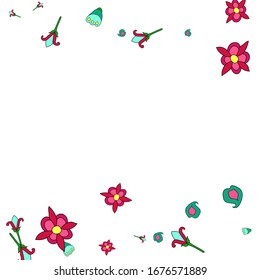 Feminine Floral Pattern with Simple Small Flowers for Greeting Card or Poster. Naive Daisy Flowers in Primitive Style. Vector Background for Spring or Summer Design.
