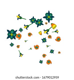 Feminine Floral Pattern with Simple Small Flowers for Greeting Card or Poster. Naive Daisy Flowers in Primitive Style. Vector Background for Spring or Summer Design.
