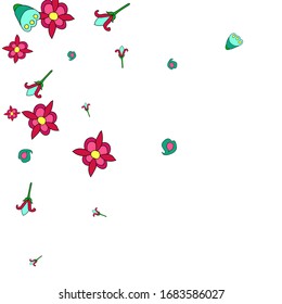 Feminine Floral Pattern with Simple Small Flowers for Greeting Card or Poster. Naive Daisy Flowers in Primitive Style. Vector Background for Spring or Summer Design.
