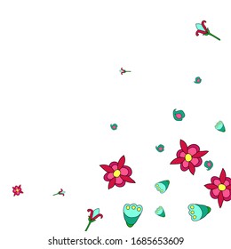 Feminine Floral Pattern with Simple Small Flowers for Greeting Card or Poster. Naive Daisy Flowers in Primitive Style. Vector Background for Spring or Summer Design.
