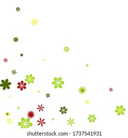 Patrón floral femenino con flores pequeñas simples para tarjeta de felicitación o afiche. Flores naif de margarita en estilo primitivo. Fondo vectorial para el diseño de primavera o verano.
