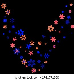 Feminine Floral Pattern with Simple Small Flowers for Greeting Card or Poster. Naive Daisy Flowers in Primitive Style. Vector Background for Spring or Summer Design.
