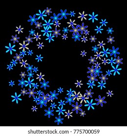 Feminine Floral Pattern with Simple Small Flowers for Greeting Card or Poster. Naive Daisy Flowers in Primitive Style. Vector Frame for Spring or Summer Design.