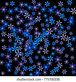 Feminine Floral Pattern with Simple Small Flowers for Greeting Card or Poster. Naive Daisy Flowers in Primitive Style. Vector Background for Spring or Summer Design.
