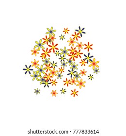 Feminine Floral Pattern with Simple Small Flowers for Greeting Card or Poster. Naive Daisy Flowers in Primitive Style. Vector Background for Spring or Summer Design.