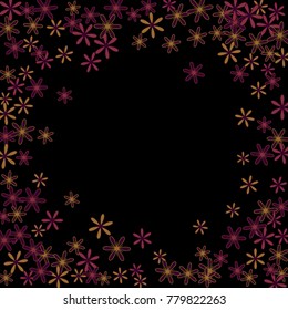 Feminine Floral Pattern with Simple Small Flowers for Greeting Card or Poster. Naive Daisy Flowers in Primitive Style. Vector Frame for Spring or Summer Design.