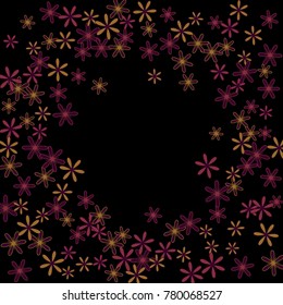 Feminine Floral Pattern with Simple Small Flowers for Greeting Card or Poster. Naive Daisy Flowers in Primitive Style. Vector Frame for Spring or Summer Design.