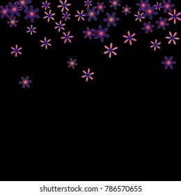 Feminine Floral Pattern with Simple Small Flowers for Greeting Card or Poster. Naive Daisy Flowers in Primitive Style. Vector Background for Spring or Summer Design.