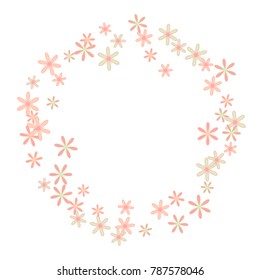 Feminine Floral Pattern with Simple Small Flowers for Greeting Card or Poster. Naive Daisy Flowers in Primitive Style. Vector Frame for Spring or Summer Design.