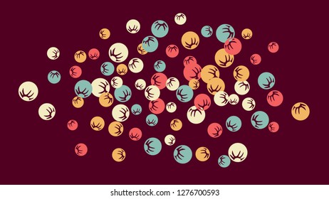 Feminine Floral Pattern with Simple Stylized Berries for Greeting Card or Poster. Naive Daisy Berries in Primitive Style. Vector Background for Spring or Summer Design.
