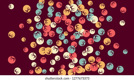 Feminine Floral Pattern with Simple Stylized Berries for Greeting Card or Poster. Naive Daisy Berries in Primitive Style. Vector Background for Spring or Summer Design.
