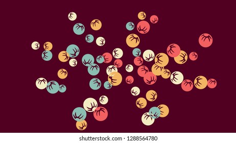 Feminine Floral Pattern with Simple Stylized Berries for Greeting Card or Poster. Naive Daisy Berries in Primitive Style. Vector Background for Spring or Summer Design.
