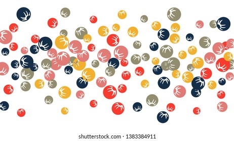 Feminine Floral Pattern with Simple Stylized Berries for Greeting Card or Poster. Naive Daisy Berries in Primitive Style. Vector Background for Spring or Summer Design.
