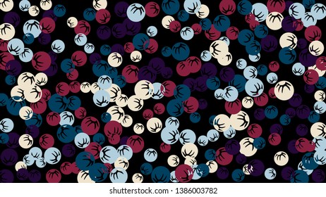 Feminine Floral Pattern with Simple Stylized Berries for Greeting Card or Poster. Naive Daisy Berries in Primitive Style. Vector Background for Spring or Summer Design.

