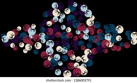 Feminine Floral Pattern with Simple Stylized Berries for Greeting Card or Poster. Naive Daisy Berries in Primitive Style. Vector Background for Spring or Summer Design.
