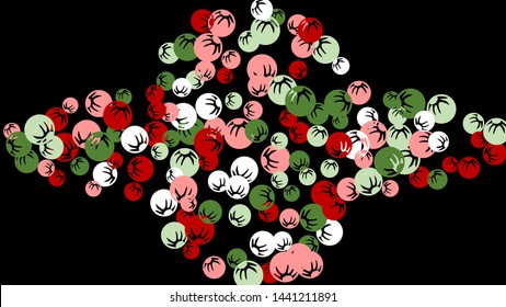 Feminine Floral Pattern with Simple Stylized Berries for Greeting Card or Poster. Naive Daisy Berries in Primitive Style. Vector Background for Spring or Summer Design.
