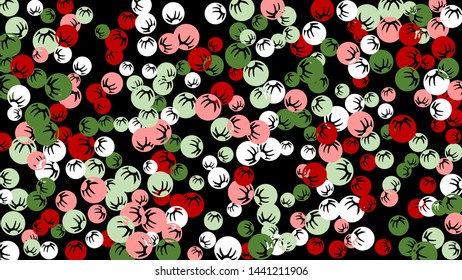 Feminine Floral Pattern with Simple Stylized Berries for Greeting Card or Poster. Naive Daisy Berries in Primitive Style. Vector Background for Spring or Summer Design.
